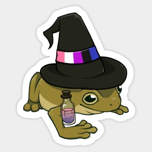 Genderfluid Pride Witch Frog Sticker